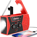 Miniatyrbild 1 av 5: Am/Fm/Noaa Solardriven Radio Med Handvev, Med Sos-Larm, 2000Mah (Röd)