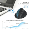 Miniatyrbillede 2 af 5: Trådløs Bluetooth 2.4G Ergonomisk Vertikal Mus med USB-modtager (Blå)