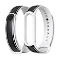 Miniatyrbillede 1 af 2: Passer til Xiaomi Mi Band 5/6 Læder Rem Udskiftning Black And White