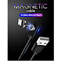 Miniatyrbild 3 av 3: Magnetisk kabel, 3 i 1 l formad nylon USB snabbladdning och datasynkroniseringssladd med led-ljus kompatibel med mikro USB, typ C smartphone