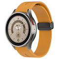 Miniatyrbilde 3 av 5: 20mm magnetisk silikonrem for Samsung Galaxy Watch 6/6 Classic/5/4/huawei Watch Gt 3 42mm, klokkestropp svart spenne Dark Yellow