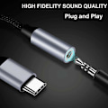 Miniatyrbilde 5 av 5: Usb C til 3,5 mm-kontakt, Usb C 3,5 mm-adapter, Usb C Aux-adapter, Usb C til 3,5 mm Aux-lydadapter, Usb C-hodetelefonadapterinngang