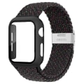 Miniatyrbillede 1 af 5: Flettet solo-løkke til Apple Watch-bånd 44 mm 40 mm 45 mm 41 mm 42 mm 38 mm urkasse+rem Nylon elastisk armbånd Iwatch Serie 3 5 6 Se 7 8 45mm series 7 8 Black Unity