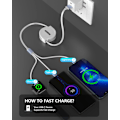 Miniatyrbillede 4 af 5: Optrækkeligt Telefon iwatch Opladerkabel, Opgraderet Multi 3 i 1 USB-oplader til Apple Watch Oplader+Lightning + Type C Kompatibel med iWatch