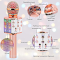Miniatyrbild 5 av 5: Karaoke trådlös mikrofon med led-ljus, bärbar mikrofon för barn Rose gold