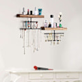 Miniatyrbillede 4 af 5: Hængende Væghængt Smykke Organizer Med Rustik Træ Smykke Holder Display Til Halskæder Br