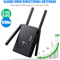 Pikkukuva 2 / 5: Wi-Fi-vahvistin, Gigabit Dual-Band Ac1200 langaton Wi-Fi-toistin 4 suurvahvistusantennilla (valkoinen)