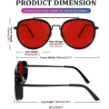 Pikkukuva 4 / 4: Retro Steam Punk Aurinkolasit Pyöreät Steampunk Double Bridge Aviator Silmälasit Naisille Miesten B2822 Red Lens