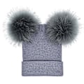 Pikkukuva 1 / 5: Talven lämpimät neulotut lippalakit Pehmeä tekoturkis Double Pom Beanie Hat Pehmovuori Gray