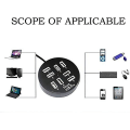Miniatyrbillede 2 af 5: 8 Ports Box Multi Data Transmission Usb 2.0 Hub Rund Shape Multi-port Black