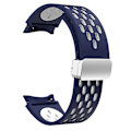 Miniatyrbillede 2 af 5: KLB-SSCXKGJ-002 Til Samsung Galaxy Watch4 / Watch 5 Pro / Watch6 Rem med Magnetisk Sølvspænde Midnight Blue  White Silver Buckle