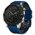 Miniatyrbillede 4 af 5: Til Garmin Fenix 7X/ 7X Pro/ 6X Quickfit 26mm urrem med tre rækker huller i to farver silikone rem Sapphire Black