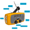 Pikkukuva 3 / 5: Fm/Am/Wb/Noaa Solar-käsikammenellä toimiva sääradio SOS-toiminnolla (oranssi)