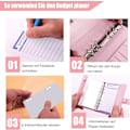 Miniatyrbillede 4 af 5: Budget Planner, PU Læder A6 Budget Løsbladshæfte Med Lynlås Lomme, Sort