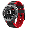 Miniatyrbillede 2 af 5: Til Garmin Descent G1/Fenix 7/Fenix 6 Pro/Fenix 5 Plus Dual Color Silikonurrem Smart Watch Rem 22mm Black Red