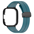 Pikkukuva 3 / 3: Musta magneettinen solki silikoniranneke Xiaomi Redmi Watch 3 -kellolle, jossa kellokuori Rock Cyan