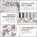Miniatyrbillede 2 af 5: Sengebeskytterfletning, tremmesengsbeskyttelse 3-strenget fletningsdesign (hvid, lysegrå, lysegrøn)