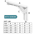 Miniatyrbillede 3 af 4: Rustfrit Stål Folde Trekant Bracket Væg Foldeskillevæg 8inch white