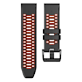 Pikkukuva 3 / 5: Garmin Fenix 7X/ 7X Pro/ 6X Quickfit 26mm ranneke, kolmirivinen reikäinen kaksivärinen silikoniranneke Black Red