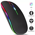 Miniatyrbillede 2 af 5: Genopladelig Bluetooth Trådløs Mus med 2.4GHz USB RGB 1600DPI Mus (Mat Sort)