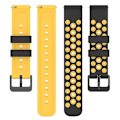 Pikkukuva 5 / 5: Samsungin, Huawein, Huamin, Garminin, Polarin kellohihna 22 mm:n kellohihna useilla pyöreillä rei'illä Black Yellow E Garmin Forerunner 255