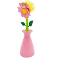 Miniatyrbild 1 av 5: Långt skaft diskborste, blomma diskborste Nylon disk skurborste med stativ köksdiskborste pink