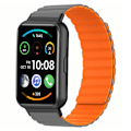 Miniatyrbilde 2 av 3: Magnetisk klokkestropp i silikon, justerbart armbånd for Huawei Watch Fit 2 Grey Orange