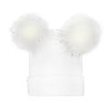 Pikkukuva 3 / 5: Talven lämpimät neulotut lippalakit Pehmeä tekoturkis Double Pom Beanie Hat Pehmovuori White