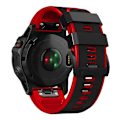 Miniatyrbilde 4 av 5: For Garmin Fenix ​​7x vertikale striper Tofarget silikonklokkebånd LUL Black Red