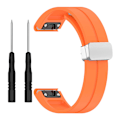Pikkukuva 1 / 5: Silikoninen 26mm taittuva hopeasolki ranneke Garmin Fenix 7x/7x Solar/tactix 7 Pro -kellolle Orange