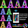 Pikkukuva 3 / 5: Värikkäät Led-valokirjaimet RGB-kirjainvalot Hää-, Syntymäpäivä- ja Joulukoristeluun Kaukosäätimellä Kirjain E