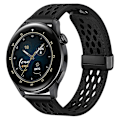 Miniatyrbild 2 av 5: För Huawei Watch GT 4 46mm/ 4 Pro/ Samsung Galaxy Watch3/ Watch 4 Band Hollow-Out 22mm Läderklockarmband Black
