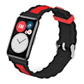 Pikkukuva 1 / 3: Kaksiväriset aaltoilevat silikonirannekkeet Huawei Watch Fit / Watch Fit Special Edition -älykelloille Black Red