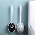 Miniatyrbillede 4 af 5: Toiletbørste Silikone Til toilettilbehør Drænbar toiletbørste Vægmonterede rengøringsværktøjer Tilbehørssæt til hjemmet badeværelse Grey