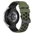 Miniatyrbillede 4 af 5: Til Garmin Venu 2 Plus/Venu Sq 2 Universal 20mm Blød Silikone Urrem Stort Hul Design Dobbelt Farve Urrem Army Green  Black