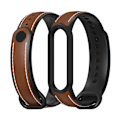 Miniatyrbillede 1 af 2: Passer til Xiaomi Mi Band 5/6 Læder Rem Udskiftning Brown And Black