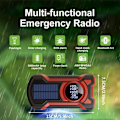 Pikkukuva 2 / 5: Aurinkoradio, hätäveivattava 5000 mAh, AM/FM/NOAA-säävaroitukset - Punainen