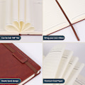 Miniatyrbillede 3 af 5: Lined Journal Notebook Til Kvinder Mænd, 100 Sider A5 Hardcover Læder Journals Til Skrivning, Rejse Brun