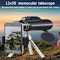 Miniatyrbillede 3 af 5: 120x100 monokulært teleskop med nattesyn, monokulært til voksne stjernekiggeri, bak4 bærbare højdrevne spotteskoper til fuglekiggeri, sort