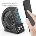 Miniatyrbild 2 av 5: Trådlös laddningsstativ Bluetooth-ljudklocka för 13 12/Galaxy Z Snabb trådlös laddare Universell smartphone(Grå)