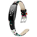 Pikkukuva 2 / 5: For Fitbit Inspire / Inspire HR älykello ranneke Top-kerroksen nahkaranneke, KOKO L-6.7-8.1 tuumaa Black Red Flower