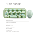 Miniatyrbillede 2 af 3: 2,4G trådløst tastatursæt Blandet Candy Color Roud Keycap Tastatur og musekam til bærbar Notebook PC Pigegave green
