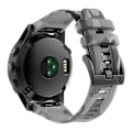 Miniatyrbilde 1 av 5: Silikonklokkebånd til Garmin Fenix 7x / 6x, kamuflasjemønster 26mm hurtigutløsing uformell rem Camouflage Grey