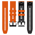 Pikkukuva 3 / 5: Pistekuvioinen silikoniranneke Garmin Tactix 7 Prolle / Fenix 7x:lle / 6x Prolle / 5x Plus:lle, 26 mm:n kaksiväriranneke Orange Black