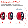 Pikkukuva 2 / 5: 3-in-1-puhelinkameran linssisarja: Laajakulma, makro ja fisheye -linssit älypuhelimille, iPhone ja Android, punainen