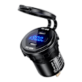 Miniatyrbillede 1 af 5: Metal 90w Dual Type C Usb C Pd Hurtig Billader Til Bil Med Spænding/effekt Display Black 1