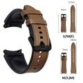 Miniatyrbillede 3 af 5: Læderrem til Samsung Galaxy Watch 4 Classic 44mm 40mm Ingen huller Silikone+læderarmbånd Correa Galaxy Watch 4 5 Pro Band Galaxy watch 5-5 proS-M red-black