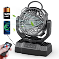 Miniatyrbillede 1 af 5: Bordventilator - 10000Mah 3-i-1 Campingventilator, med LED-lys og fjernbetjening (sort)