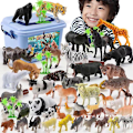 Miniatyrbillede 3 af 5: 1 sæt af 58 stk. Plast Dyr Legetøj Simulering Skov Zoo Model Legetøj Børne Legetøj