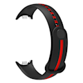 Miniatyrbilde 2 av 5: Myk silikonklokkebånd for Xiaomi Smart Band 8 tofarget justerbar håndleddsrem med spenne Black  Red